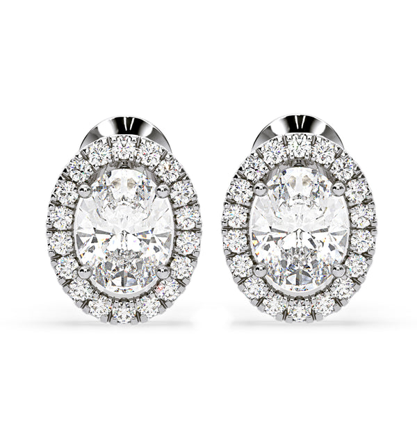Georgina Oval Lab Diamond Halo Earrings 2.45ct in 18K White Gold F/VS1