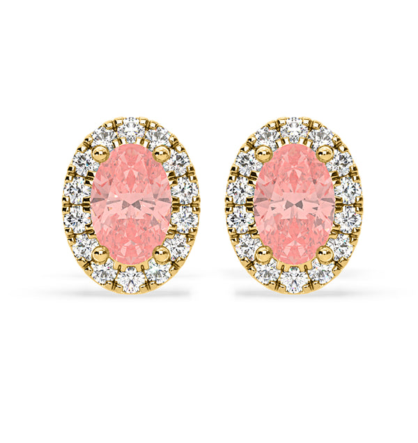 Georgina Pink Lab Diamond 1.34ct Oval Halo Earrings in 18K Gold - Elara Collection