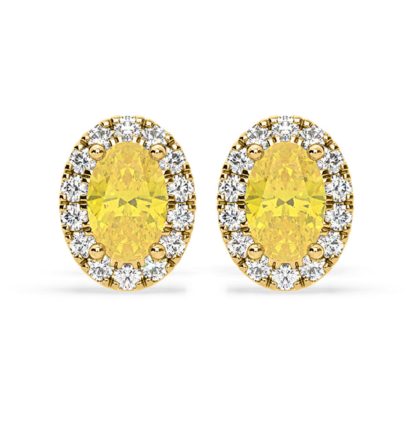 Georgina Yellow Lab Diamond 1.34ct Oval Halo Earrings in 18K Gold - Elara Collection