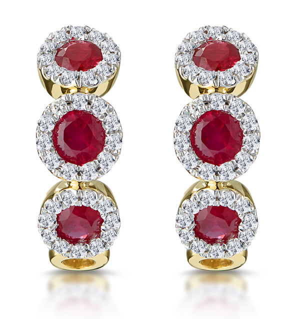 Ruby and Diamond Trilogy Earrings in 18K Gold - Asteria Collection