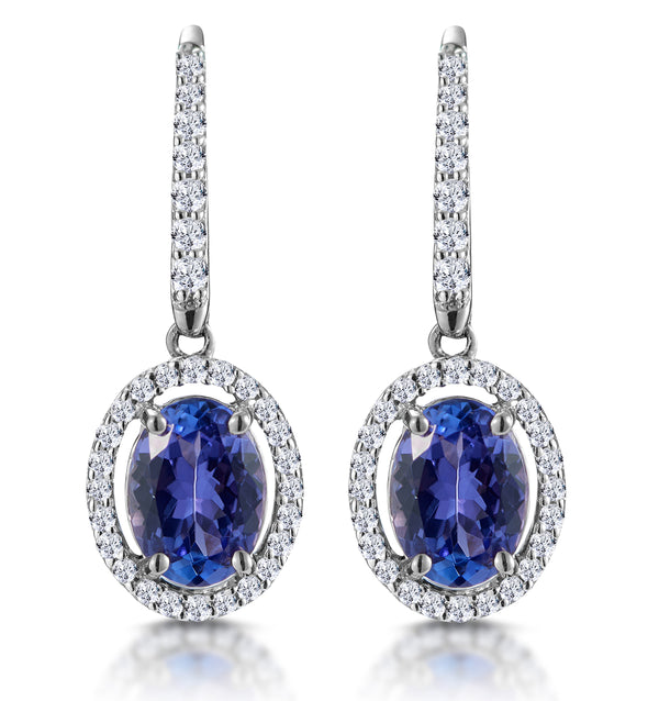 1.6ct Tanzanite and Diamond Halo Earrings 18KW Gold Asteria Collection