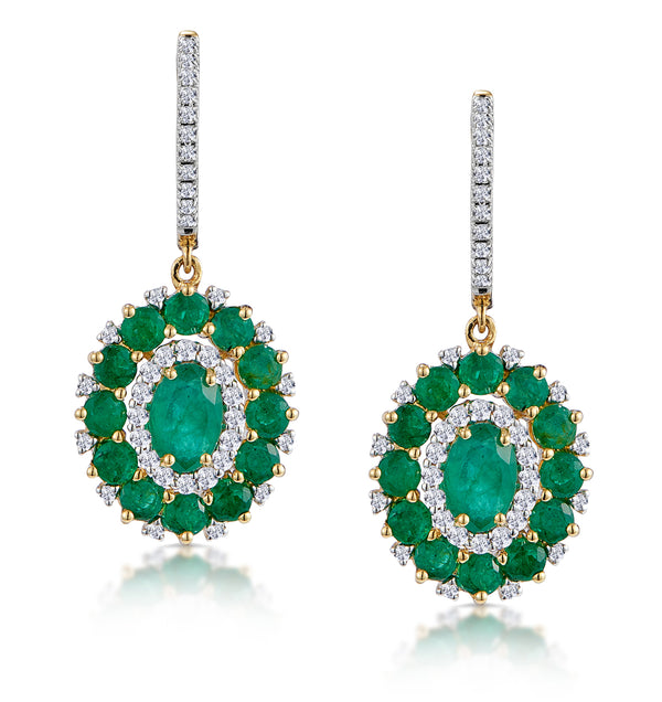 2.50ct Emerald Asteria Collection Lab Diamond Drop Earrings in 9K Gold