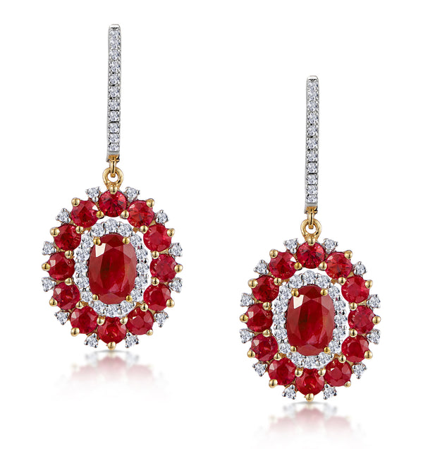 2.50ct Ruby Asteria Collection Diamond Drop Earrings in 18K Gold