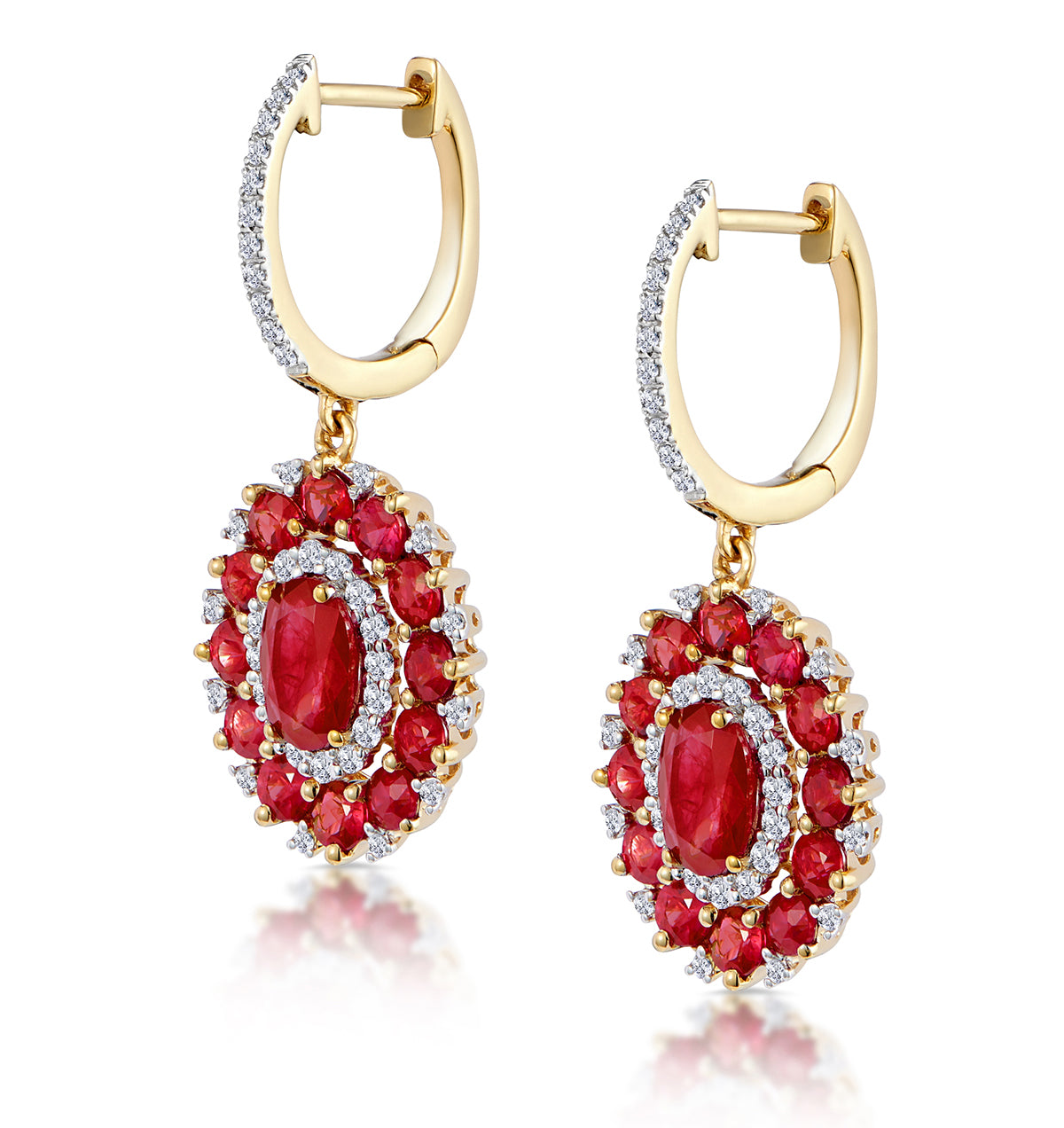 2.50ct Ruby Asteria Collection Lab Diamond Drop Earrings in 9K Gold