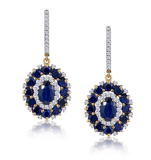 2.85ct Sapphire Asteria Collection Diamond Drop Earrings in 18K Gold