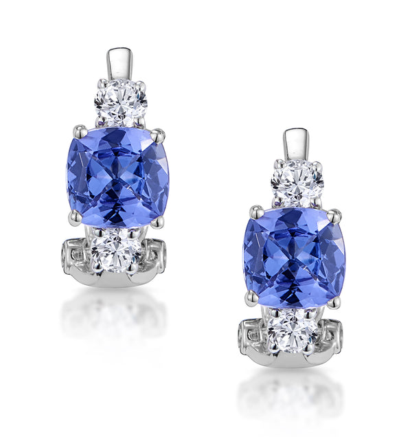 2.20ct Tanzanite Asteria Collection Diamond Earrings 18K White Gold