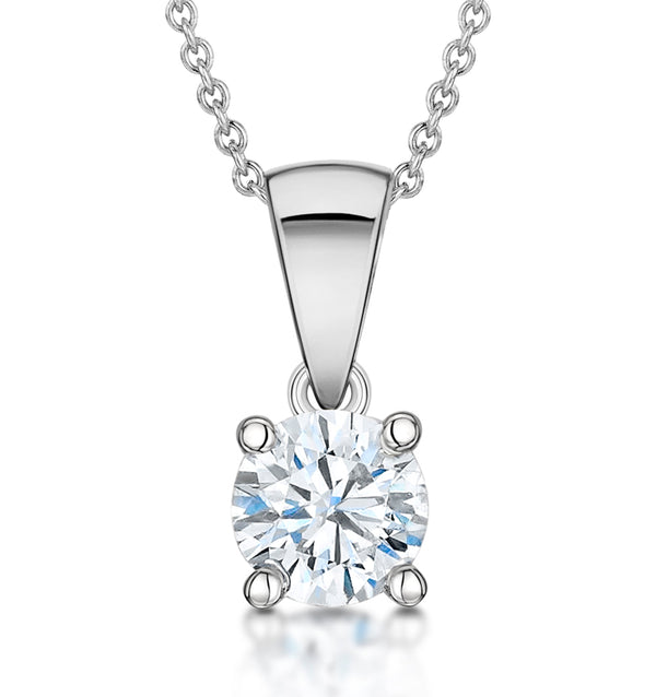 Diamond Solitaire Necklace 0.70ct Chloe Certified in 18KW Gold E/VS1