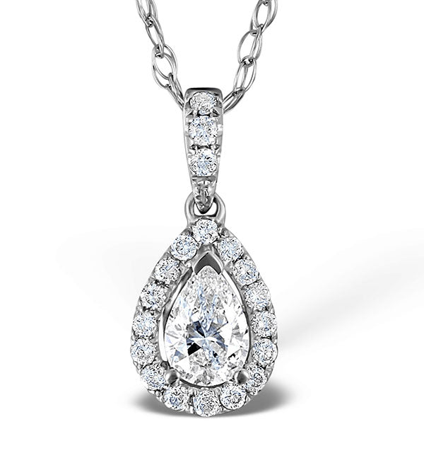 Ella 18K White Gold Diamond Pear Shape Pendant 0.70ct H/SI