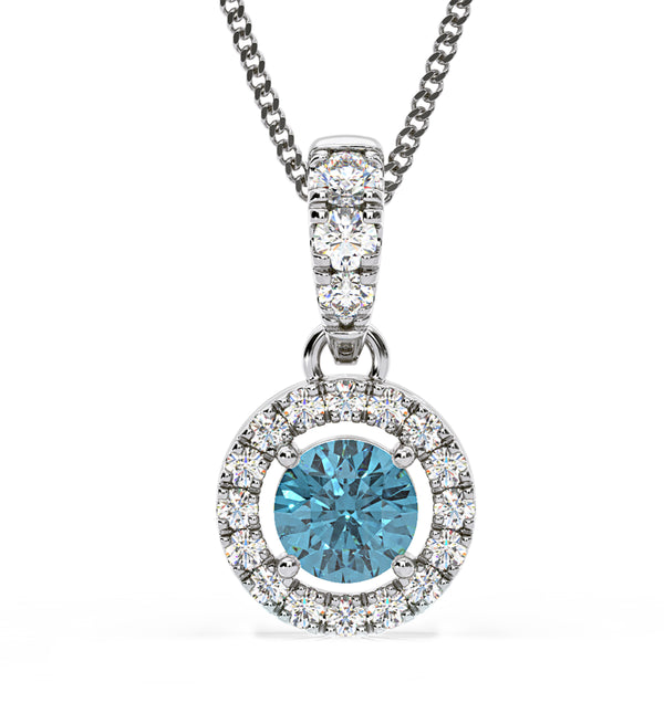 Ella Blue Lab Diamond 0.71ct Pendant Necklace in 18K White Gold - Elara Collection