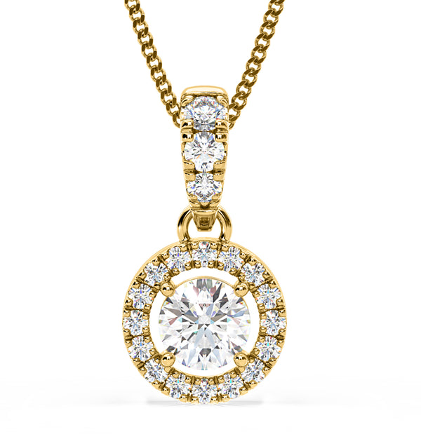 Ella Lab Diamond Halo 0.71ct Pendant Necklace in 18K Yellow Gold F/VS1