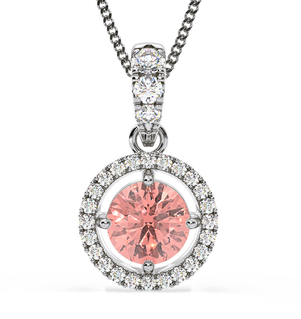 Ella Pink Lab Diamond 1.38ct Pendant Necklace in 18K White Gold - Elara Collection