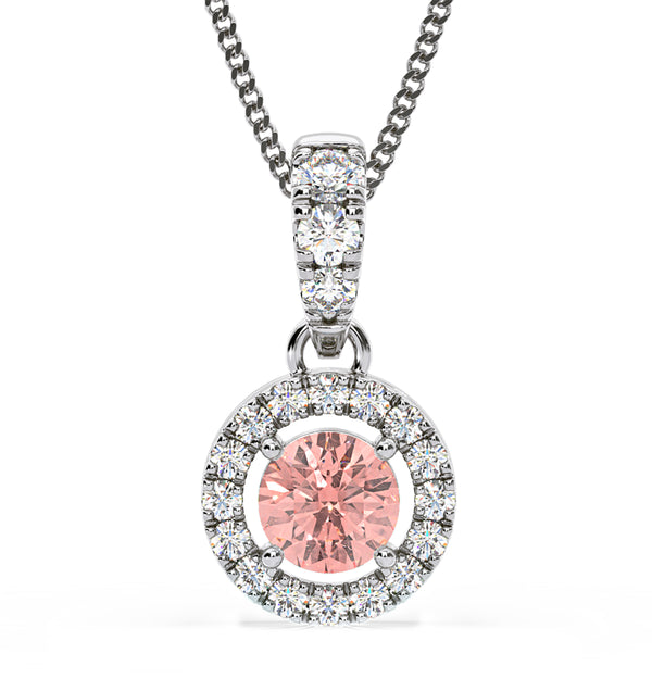 Ella Pink Lab Diamond 0.71ct Pendant Necklace in 18K White Gold - Elara Collection