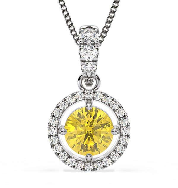 Ella Yellow Lab Diamond 1.38ct Pendant Necklace in 18K White Gold - Elara Collection