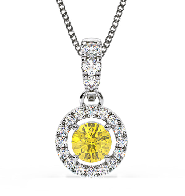 Ella Yellow Lab Diamond 0.71ct Pendant Necklace in 18K White Gold - Elara Collection