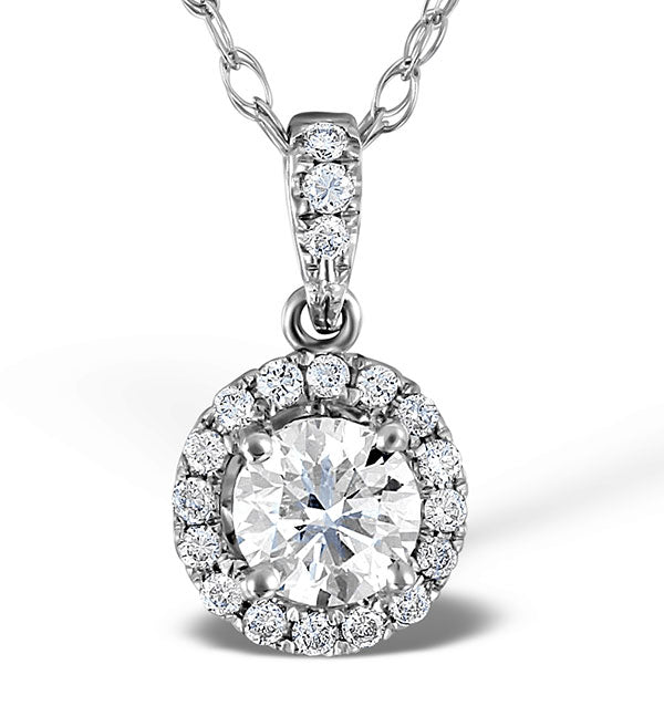 Ella Lab Diamond Halo Necklace in 18K White Gold 0.71ct G/VS1