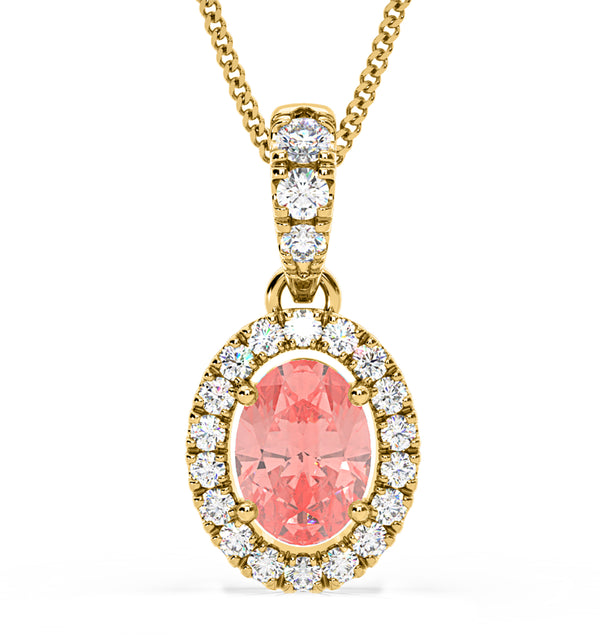 Georgina Pink Lab Diamond Oval Halo Necklace 1.38ct in 18KGold - Elara Collection