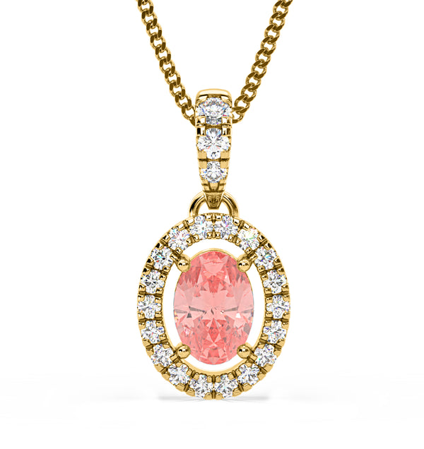 Georgina Pink Lab Diamond Oval Halo Necklace 0.70ct in 18KGold - Elara Collection