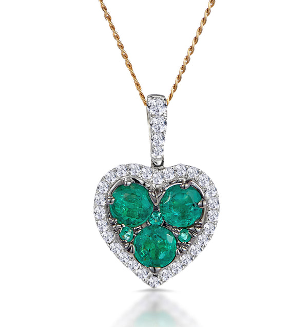 0.80ct Emerald Asteria Lab Diamond Heart Pendant Necklace in 9K Gold