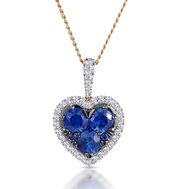 0.80ct Sapphire Asteria Lab Diamond Heart Pendant Necklace in 9K Gold