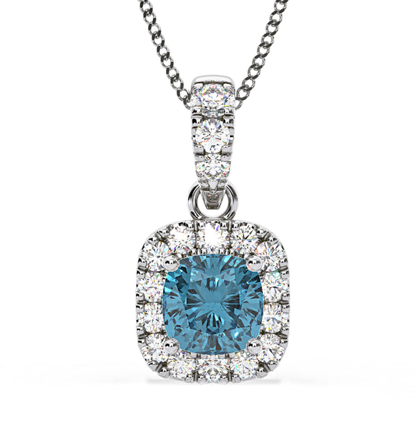 Beatrice Blue Lab Diamond Cushion Cut Necklace 0.70ct in 18K White Gold - Elara Collection
