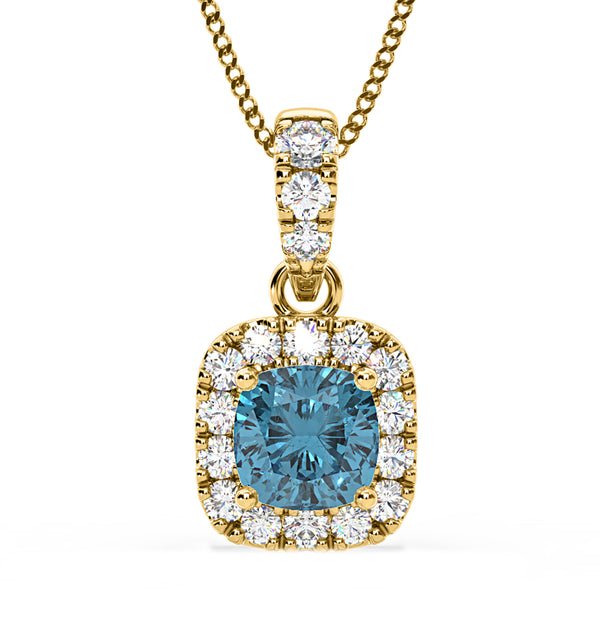 Beatrice Blue Lab Diamond Cushion Cut Necklace 0.70ct in 18K Gold - Elara Collection