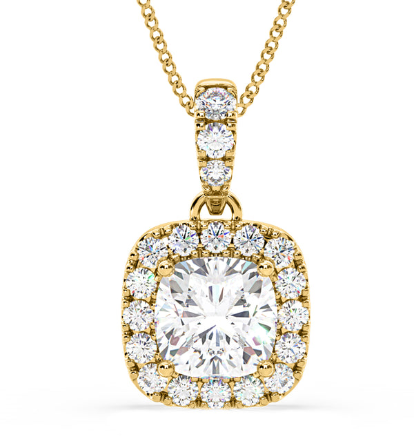 Beatrice Cushion Cut Lab Diamond Pendant Necklace 1.38ct in 18K Yellow Gold F/VS1