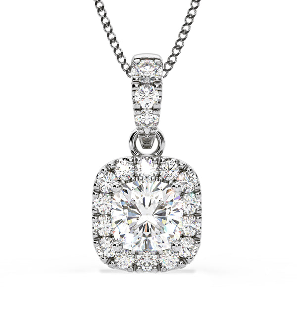 Beatrice Cushion Cut Lab Diamond Pendant Necklace 0.70ct in 18K White Gold F/VS1