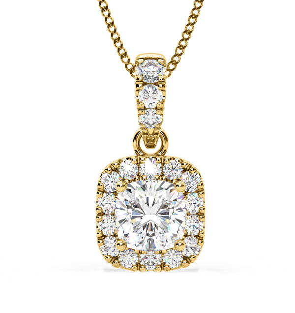 Beatrice Cushion Cut Lab Diamond Pendant Necklace 0.70ct in 18K Yellow Gold F/VS1