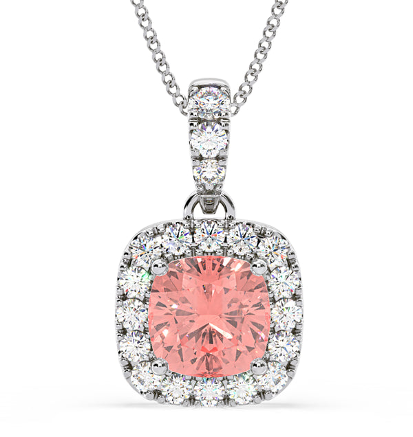 Beatrice Pink Lab Diamond Cushion Cut Necklace 1.38ct in 18K White Gold - Elara Collection