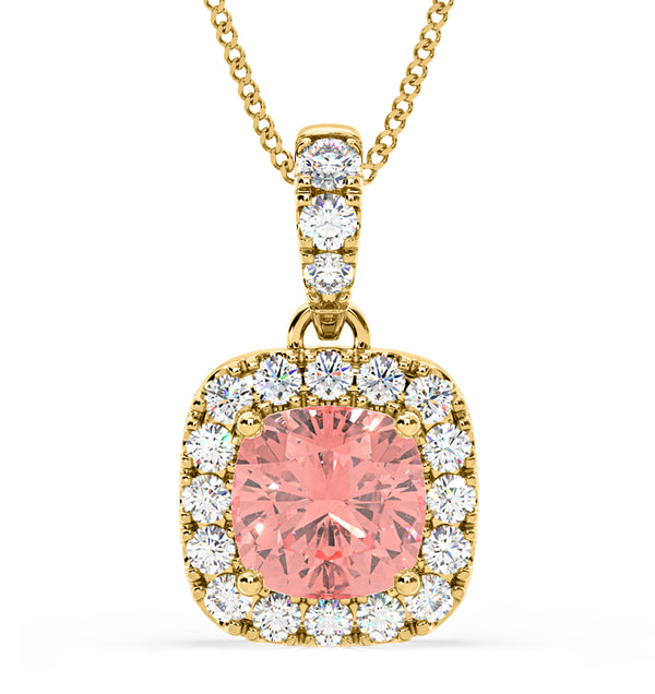 Beatrice Pink Lab Diamond Cushion Cut Necklace 1.38ct in 18K Gold - Elara Collection