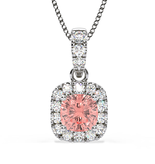 Beatrice Pink Lab Diamond Cushion Cut Necklace 0.70ct in 18K White Gold - Elara Collection