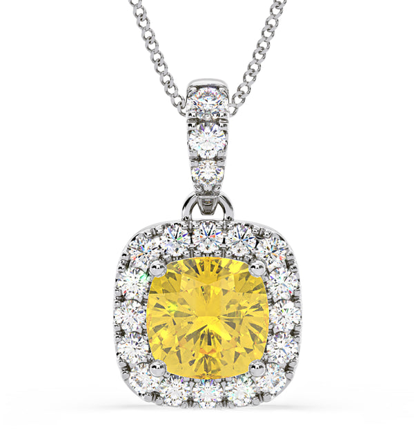 Beatrice Yellow Lab Diamond Cushion Cut Necklace 1.38ct in 18K White Gold - Elara Collection