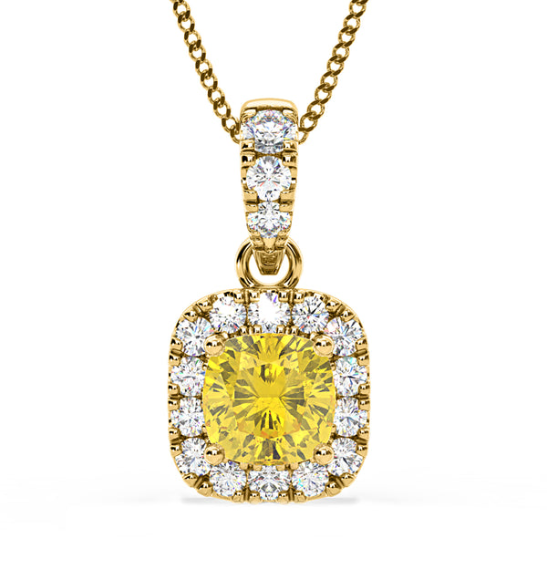 Beatrice Yellow Lab Diamond Cushion Cut Necklace 0.70ct in 18K Gold - Elara Collection