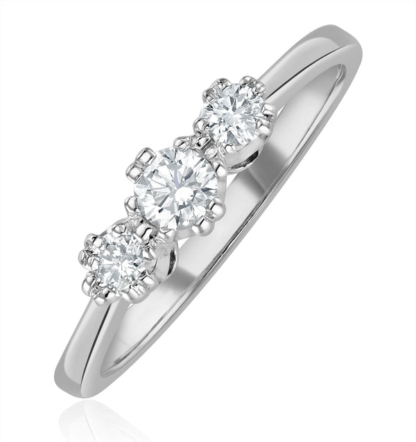 Emily 18K White Gold 3 Stone Diamond Ring 0.33CT