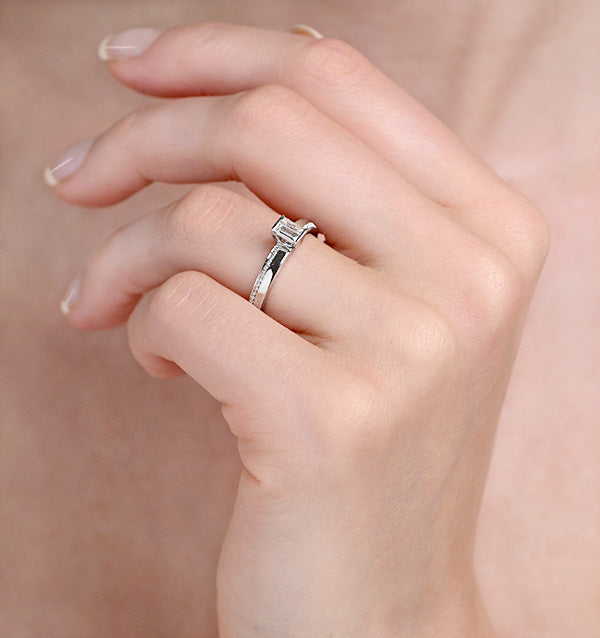 0.30ct Ideal Prince Cut Diamond and 18K White Gold H/SI Ring - SIZE M