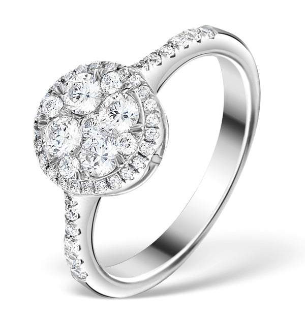 Halo Engagement Ring Galileo 0.80ct of Diamonds in 18K Gold - FT61