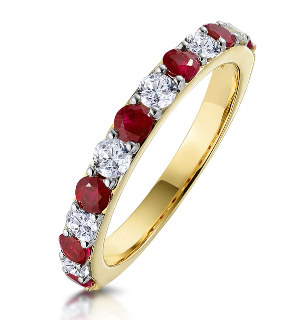 Ruby and 0.50ct Diamond Asteria Eternity Ring in 18K Gold