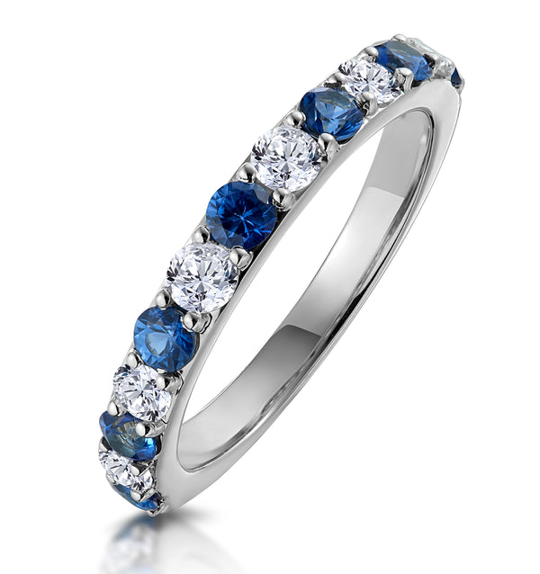 Sapphire and 0.50ct Lab Diamond Asteria Eternity Ring 9K White Gold