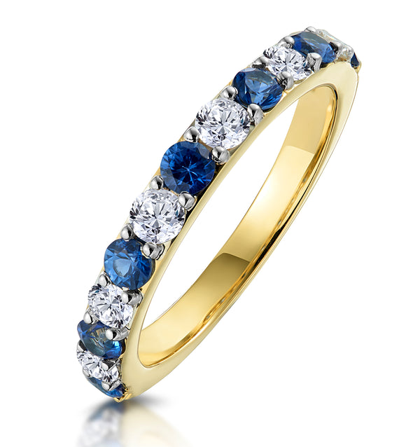 Sapphire and 0.50ct Diamond Asteria Eternity Ring in 18K Gold