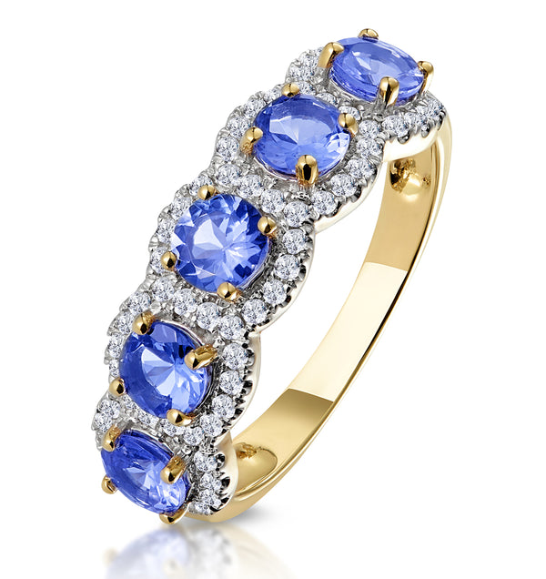 1.20ct Tanzanite Asteria Eternity Halo Diamond Ring in 18K Gold