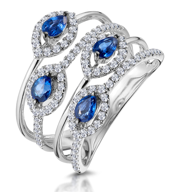Sapphire and Lab Diamond Statement Ring in 9KW Gold - Asteria