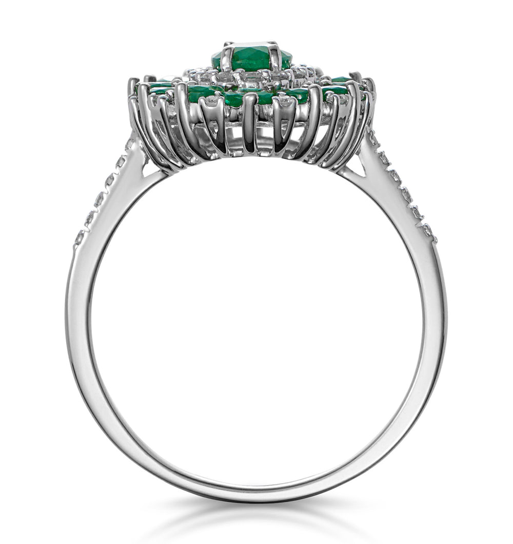 1.35ct Emerald Lab Diamond Halo Ring in 9K White Gold - Asteria