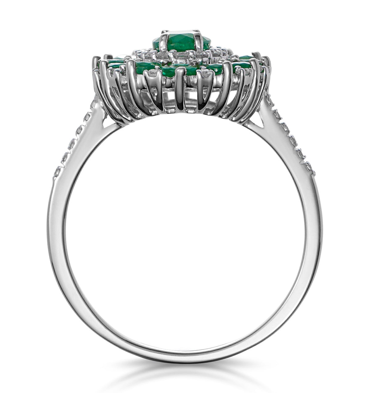 1.35ct Emerald Lab Diamond Halo Ring in 9K White Gold - Asteria
