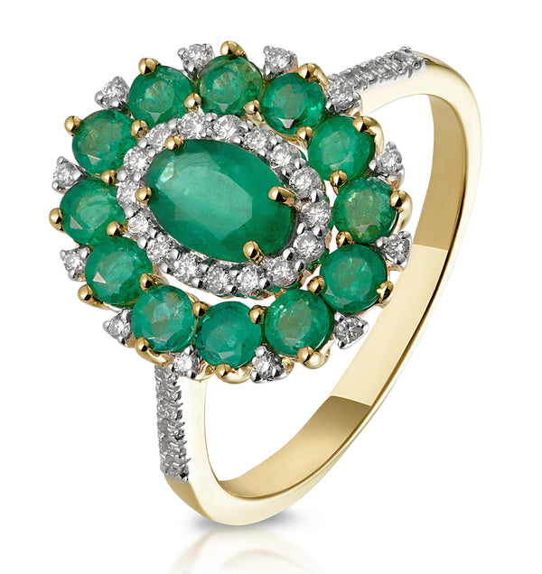 1.35ct Emerald Asteria Collection Lab Diamond Halo Ring in 9K Gold