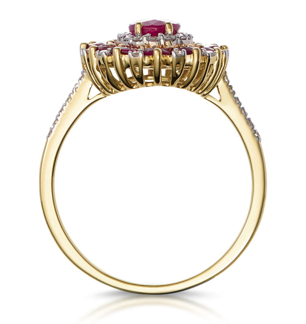 1.55ct Ruby Asteria Collection Lab Diamond Halo Ring in 9K Gold