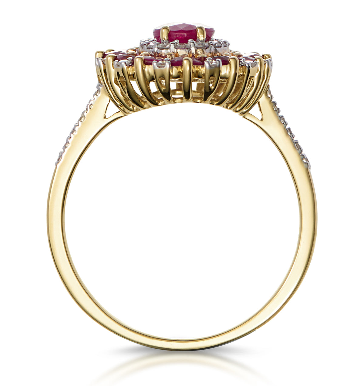 1.55ct Ruby Asteria Collection Lab Diamond Halo Ring in 9K Gold