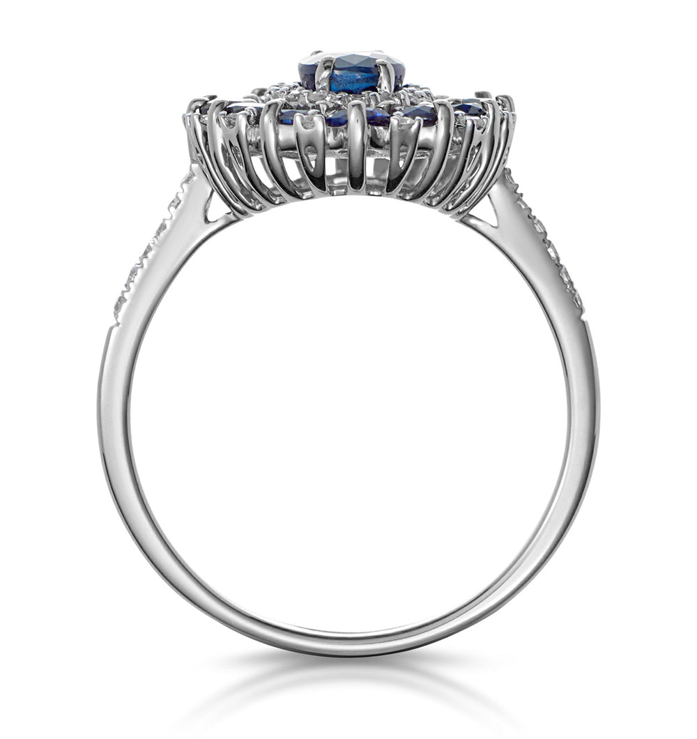 1.55ct Sapphire Lab Diamond Halo Ring in 9K White Gold - Asteria