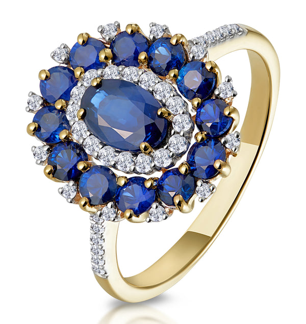 1.55ct Sapphire Asteria Collection Diamond Halo Ring in 18K Gold