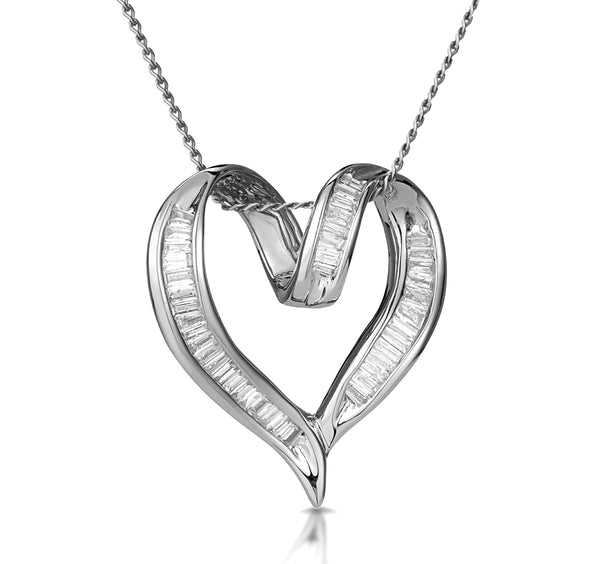 Heart Pendant Necklace 0.33ct Diamond 9K White Gold
