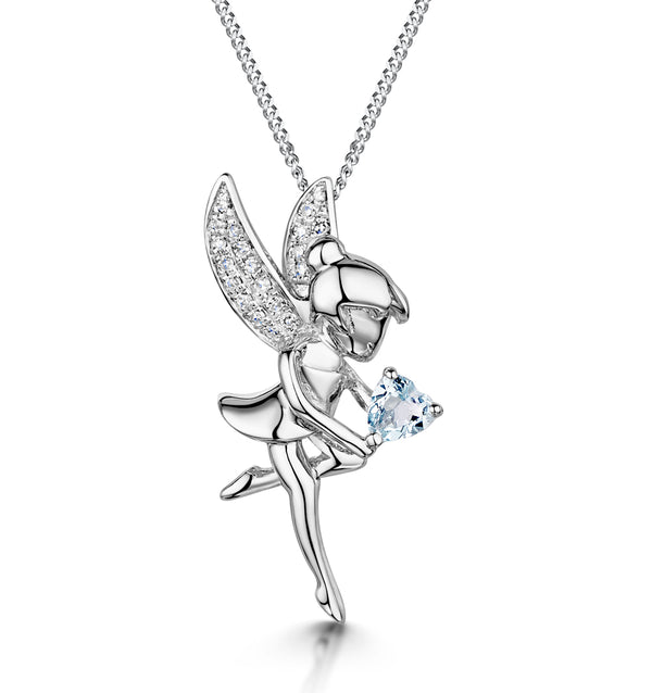 Pixie Aquamarine and Diamond Stellato Pendant Necklace 9K White Gold